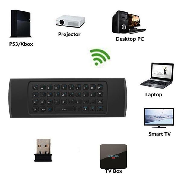 Remoto Controler X8 Teclado com Mic Voice Backlit 2.4Ghz Sem Fio MX3 QWERTY IR Learning Mode Fly Air Mouse Control para PC Android Caixa de TV MX3-M