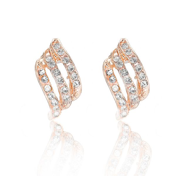 

fashion gold color korean style simple crystal stud earrings for women wedding jewerly bridal engagement earrings female gifts, Golden;silver