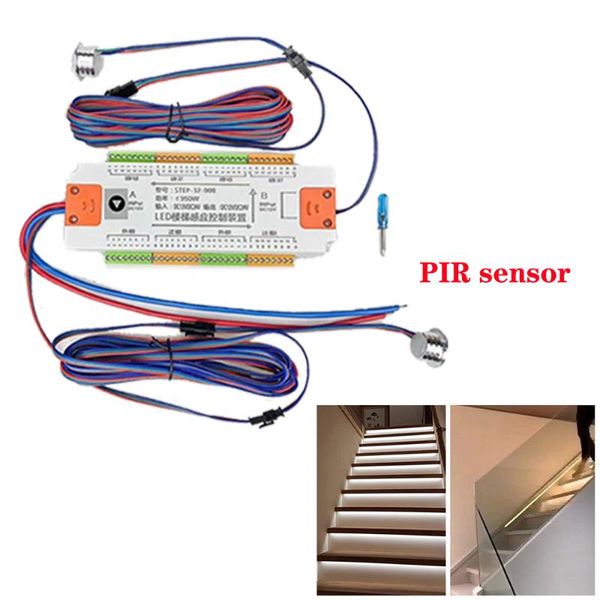 

strips 32 channels stair led motion sensor controller dc 12v 24v indoor pir night light dimmer for stairs flexible single color strip