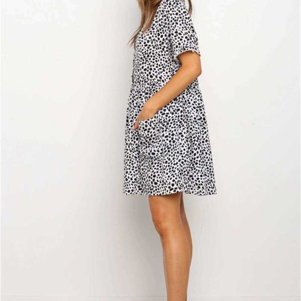 

dresses print casual leopard deep v-neck short sve drs, Black;gray