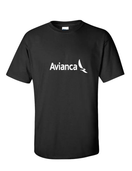 

avianca white vintage logo colombian airline black cotton t-shirt, White;black
