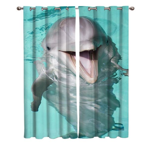 

dolphin animal clever cute fish printing curtains living room bedroom home decoration suitable for children window curtain & drapes