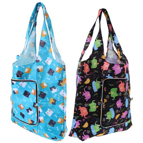 

storage bags 2pcs folding shopping supermarket pouches (assorted color)