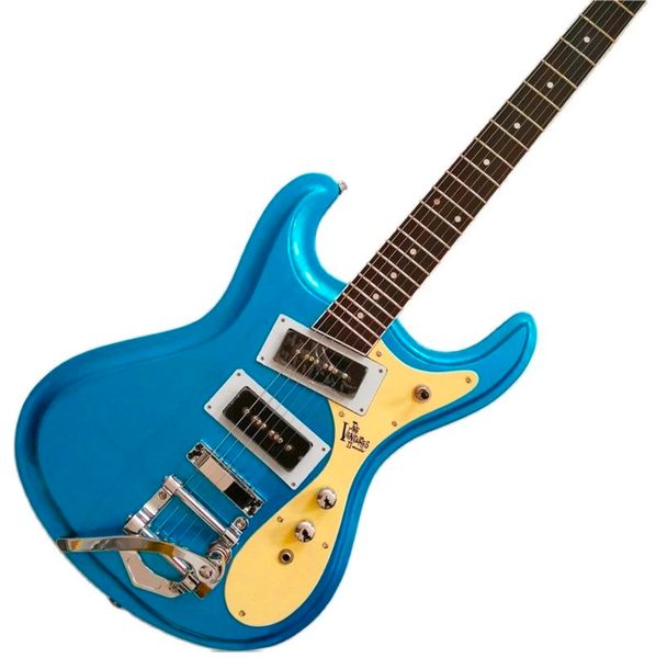 

2021 mos style electric guitar in blue painting with tremolo arm