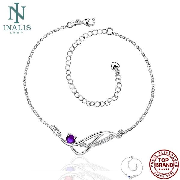 

anklets inalis women geometric minimalist style clear zircon anklet bracelet fashion jewelry engagement party to girlfriend gift, Red;blue