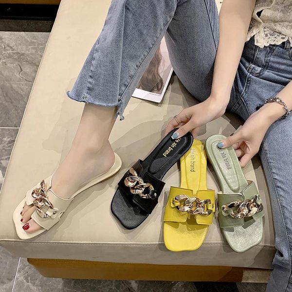 

shoes ladies' slippers luxury slides rivet slipers women designer 2021 summer soft flat pu rome retro fashion rubber basic, Black