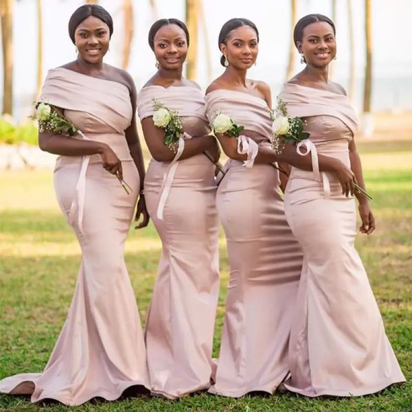 

2022 pink bridesmaid dresses long sleeves one shoulder ruched sweep train custom made country maid of honor gown beach wedding guest formal, White;pink