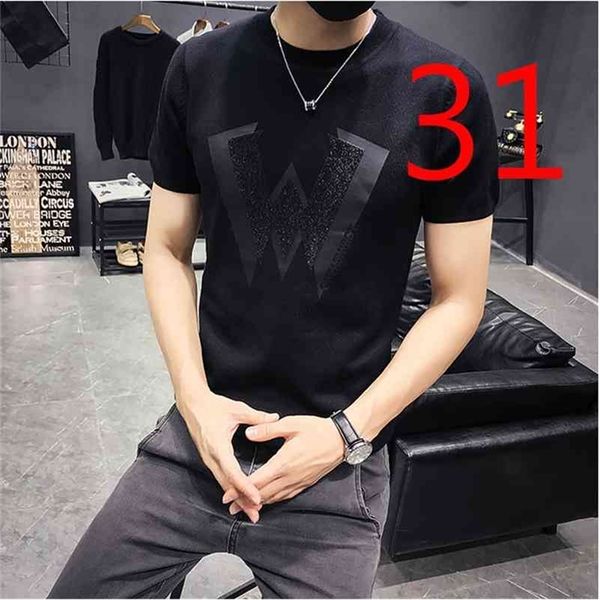 

summer men's short-sleeved t-shirt korean version of the self-cultivation trend half-sleeved jacket thin 210420, White;black