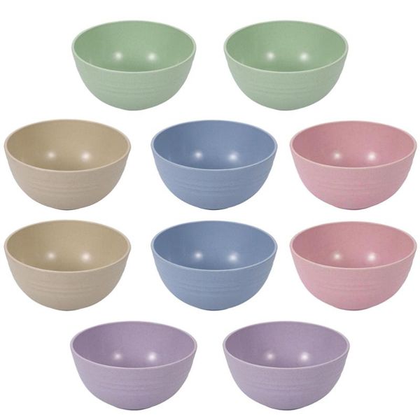 

bowls 10pcs durable wheat straw soup rice (+ blue + beige green purple)