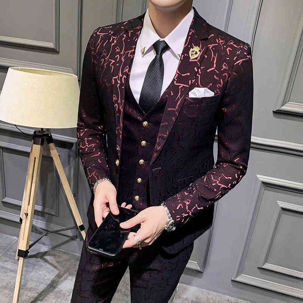 

men's suits & blazers luxury suit cloak pants vest design fancy slim fit men's bridegroom royal blue burgundy, White;black