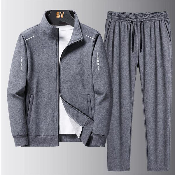 

gym clothing 2021 men 2 pcs tracksuit sports long sleeve sweatshirts thin fleece joggers suits running set workout spring sportswear, White;black