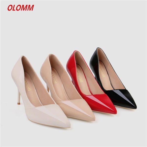 

women pumps fashion spell color high heels single shoes female spring summer patent leather wedding party woman dress, Black