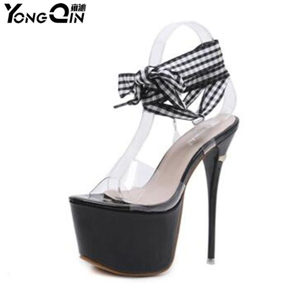 

summer sandals women lace up high heels cross strap sandal party shoes, Black