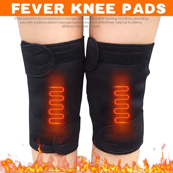 

elbow & knee pads pair brace support adjustable tourmaline self-heating magnetic the-rapy protective belt arthritis massager, Black;gray