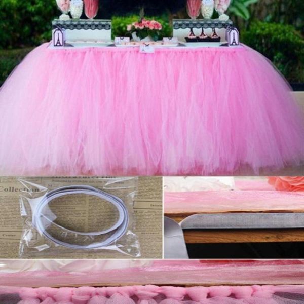 

solid color nylon mesh table skirt elegant party wedding decoration home decor