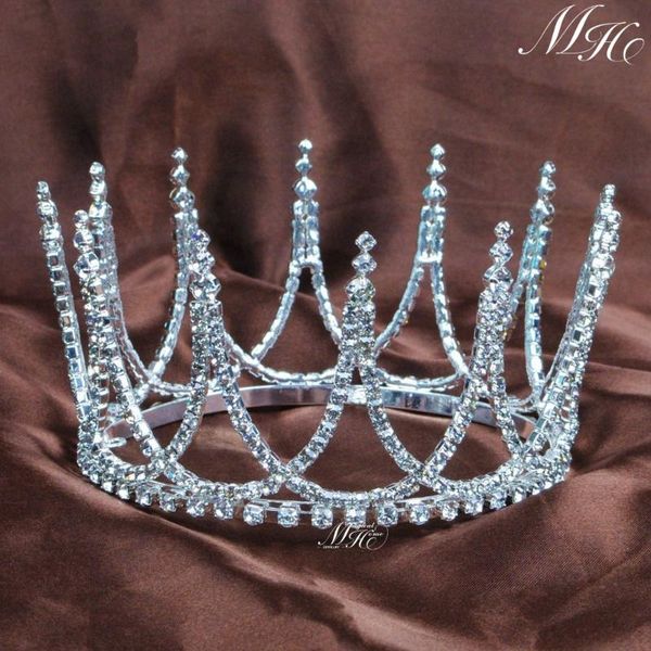

hair clips & barrettes elegant small tiaras round crowns wedding bridal handmade rhinestones crystal headpiece pageant party prom costumes, Golden;silver