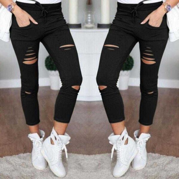 

women mom jeans harem casual denim pants boyfriends femme trousers ripped vintage retro 210616, Blue
