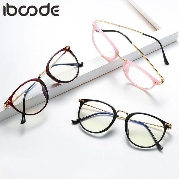 

fashion sunglasses frames iboode ultralight tr90 anti blue light round glasses frame men women eyeglasses computer goggle flexible vision ca, Black