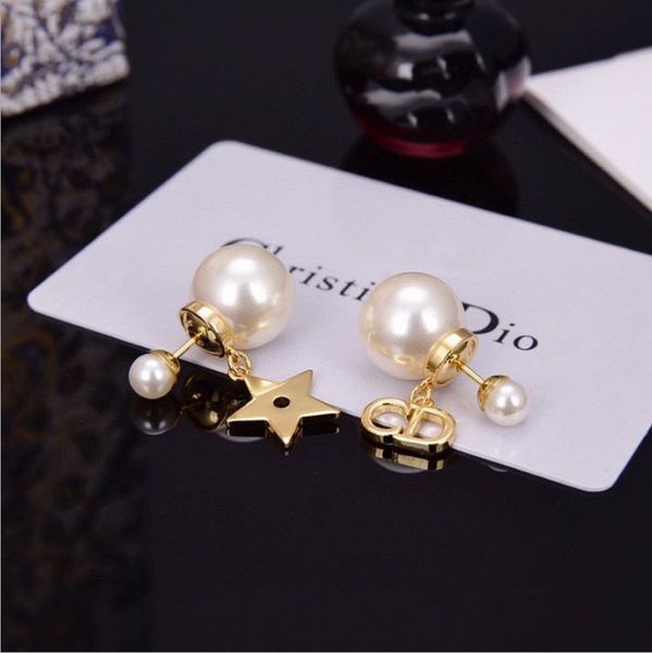 

fashion charm d di jia 2021 pearl women's net red temperament cd letter earrings for celebrities, Golden