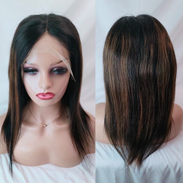 

lace frontal hair wigs 1b ginger color straight 13x4 front wig 150% density 10-30inch brazilian highlights honey blonde, Black