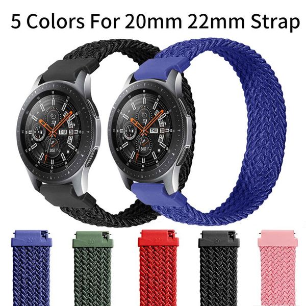 

watch bands braided solo loop strap for samsung active 2 3 44mm 40mm/galaxy 46mm 42mm/gear sport/s3 band bracelet 20/22mm watchbands, Black;brown