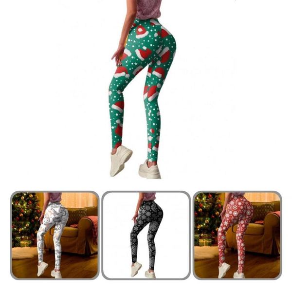 

running pants great sweatpants digital print christmas hat women trousers snowflake for inner wear, Black;blue