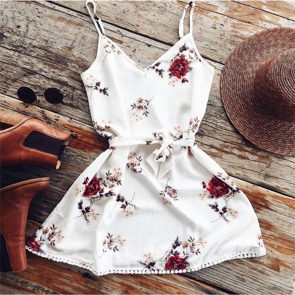 

summer spaghetti strap floral dress women dresses beach tank sundresses white casual elegant mini party vestidos, Black;gray