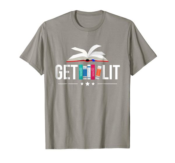 

funny book lovers get lit t-shirt for teacher student, White;black