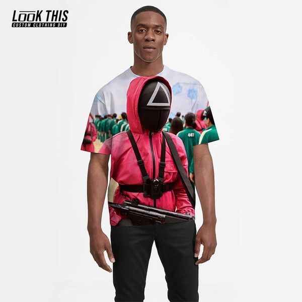 

men's t-shirts squid game mask man korean series 3d print men t-shirt oversized short sleeve cosplay halloween clothes tees, White;black