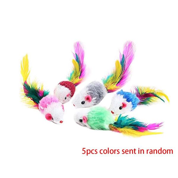 

cat toys affordable 5pcs colorful feather plush mini mouse kitten false rat pets playing toy color random high quality