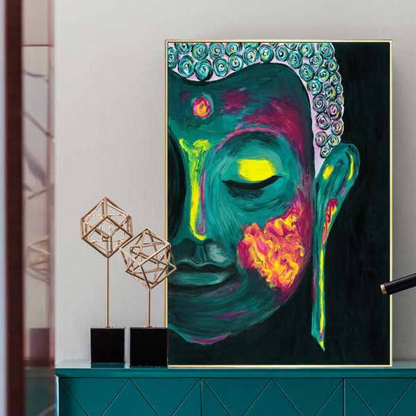 Pinturas de Buda Arte de parede para sala de estar Pintura de lona Decoração de casa abstrata cartazes e impressões sem moldura