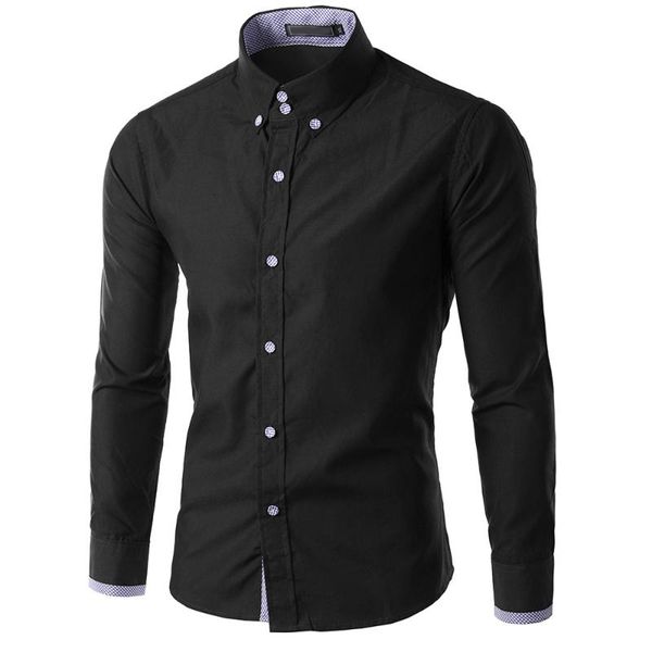 

men shirts fashion arrivals slim fit male recreational button long sleeve shirt pure men's casual, White;black