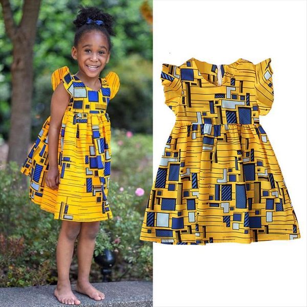 

summer girls bohemia yellow girl dresses floral print children fashion kids clothes, Red;yellow