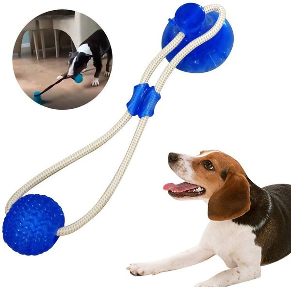 Giocattoli per cani Pet Puppy Ventosa interattiva Push TPR Ball Toy Molar BiteToy Corde elastiche Pulizia dei denti Forniture da masticare WLL775