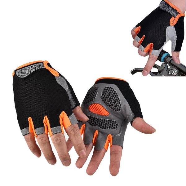 

cycling gloves road half-finger biking mtb bicycle gel pad -absorbing anti-slip motorcycle mountain bike, Black