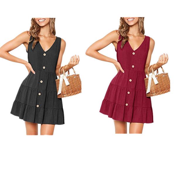 

v-neck 2020 deep breasted selling sleeveless straight fashion stitching screen loose dress, White;black