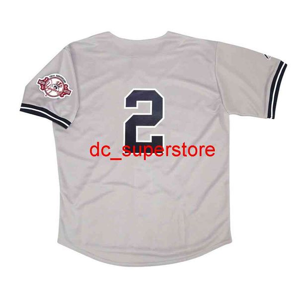 Maßgeschneiderte Nähen Derek Jeter 2003 100. Jahrestag Grey Road Jersey Männer Frauen Jugend Baseball Jersey XS-6XL