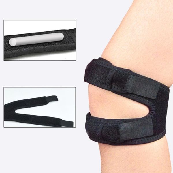 

outdoor sports protection patella guard shockproof breathable adjustable knee strap open-patella brace tendon band for a elbow & pads, Black;gray