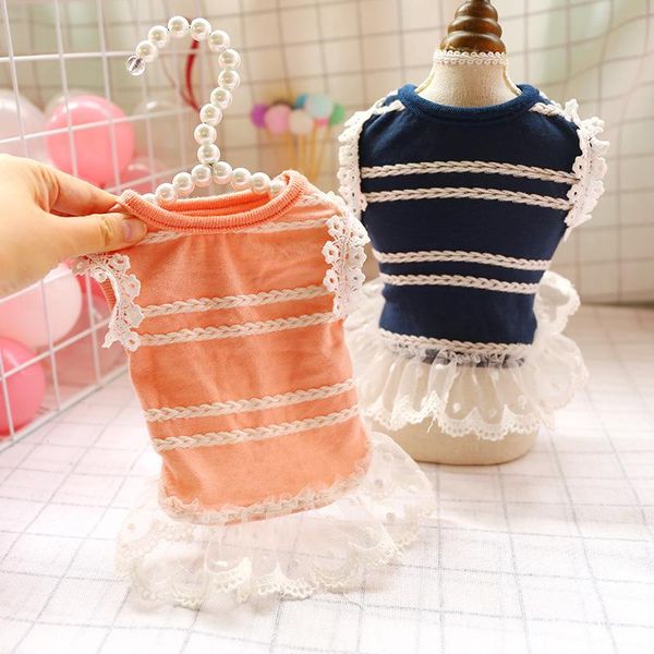 

dog apparel stretch cotton pets clothes dresses defined waist ladies summer dogs vest skirt for small poodle chihuahua cat costumes