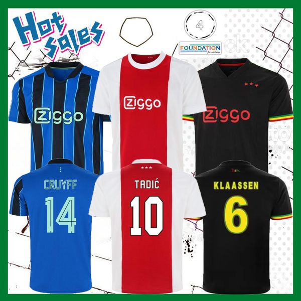 

haller tadic soccer jerseys 2021 2022 neres klaassen traore promes cruyff men kids kit 20 21 22 football shirt 50th uniforms, Black;yellow