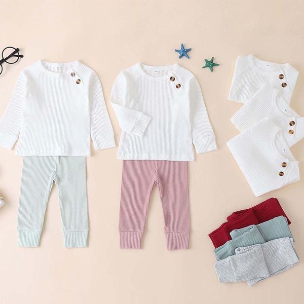 

clothing sets toddler kids baby boys girls clothes striped long sleeve trousers suit summer boy girl set infant, White
