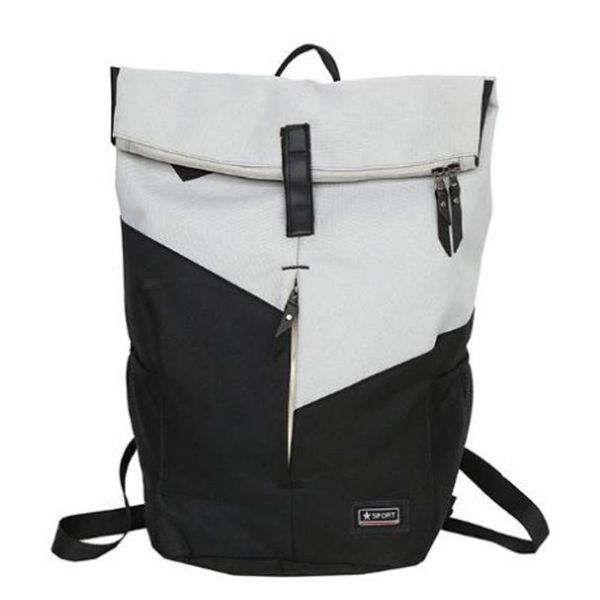 

outdoor bags fashion canvas roll shoulder bag color college student large capacity travel sports backpack grey