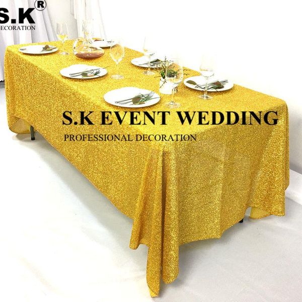 

table cloth golden onion fabric shiny sequin glitter rectangle tablecloth wedding event party decoration