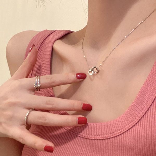 

chains women jewelry heart pendant necklace design silvery plating selling chain for girl fine accessories, Silver