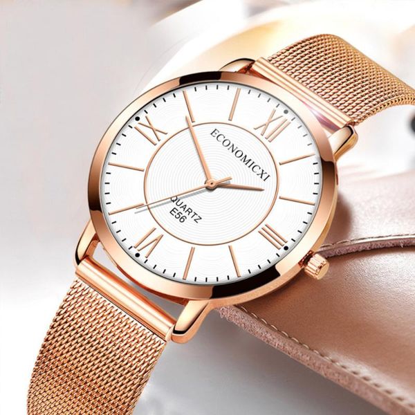 

wristwatches luxury rose gold women fashion and simple retro clock lady watches stainless steel band quartz wrist watch xb40, Slivery;brown