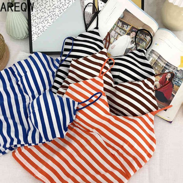 

3196 early spring korean sleeveless striped vest for women 210507, White