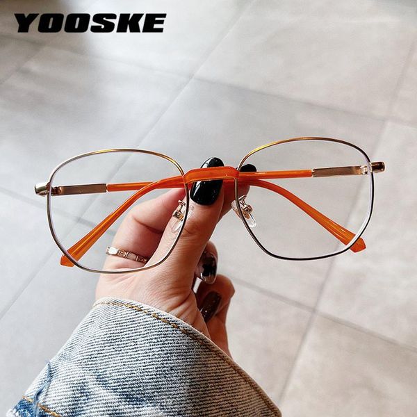 

fashion sunglasses frames yooske anti blue light glasses frame women men metal optical spectacle transparent computer gaming, Black