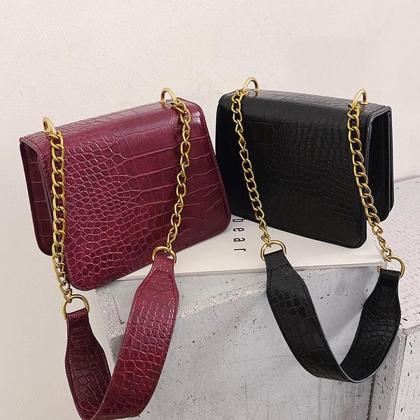 

evening bags korean designer mini flap crocodile pattern shoulder bag for women 2 straps chain small messenger sac femme leather bolso