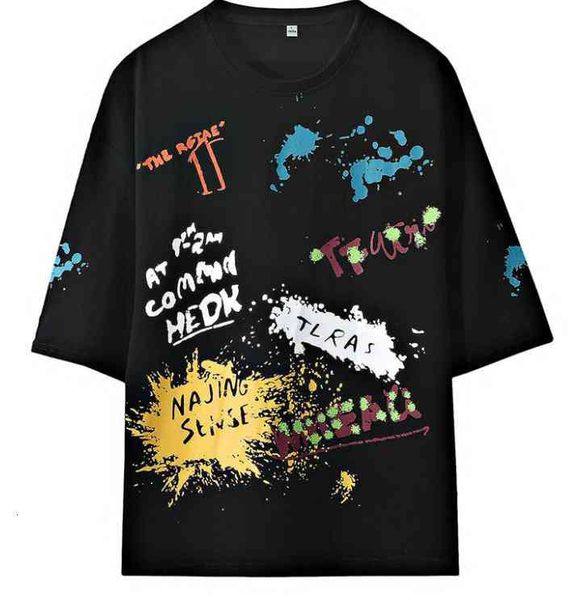 

men's shirt summer short trend loose joker half manly clothing tide, White;black