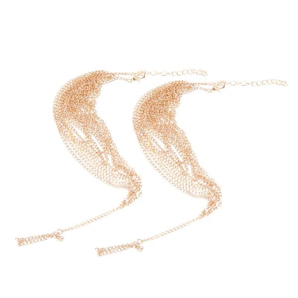 

charm bracelets pair of women's girls tassel style beach barefoot sandal foot jewelry anklet chain, Golden;silver